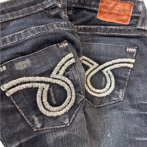 Big Star Women's Boot Cut Jeans - Dark Blue with White Stitching